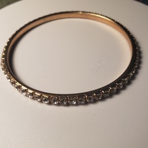 Goldtone Rhinestone Tennis Bangle Bracelet Large